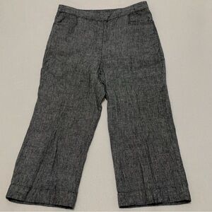 J.Jill Love Linen Cropped Pants Women's Side Zip Wide-Leg Gray‎ Size L